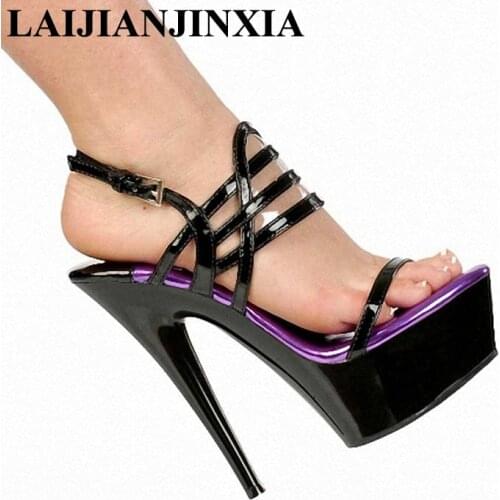 LAIJIANJINXIA Sexy 15cm Thin High-Heels Platform Wedding Party Shoes Nightclub Strap Pole Dancing Shoes Sandals Lady Dance Shoes