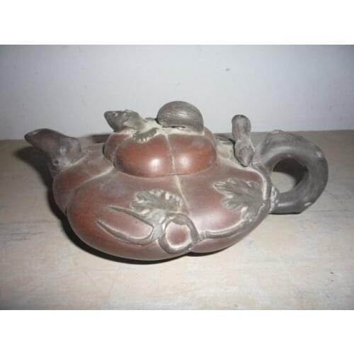 Unique Old Chinese Handcraft Enameled YiXing Zisha Teapot, with mark,Free shipping