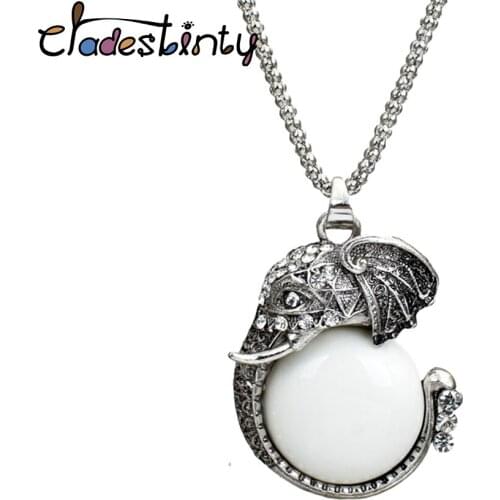 Bohemian Vintage Antique Silver Color Pendants Long Sweater Chains For Women Jewellery collier