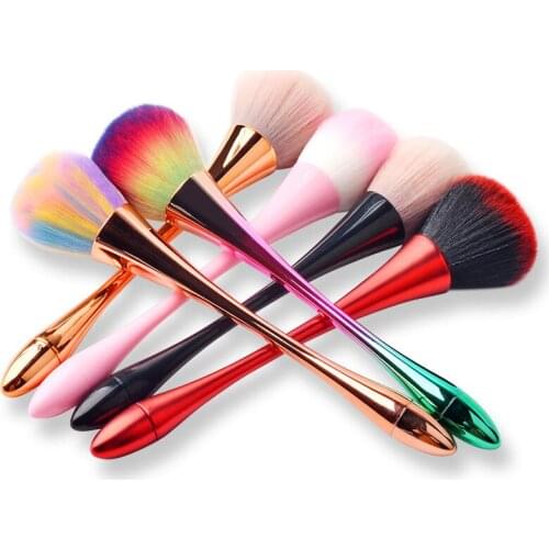 1 PC Aluminum Handle Nail Art Soft Dust Cleaner Cleaning Brush Acrylic UV Gel Powder Removal Manicure Makeup Tools New Design