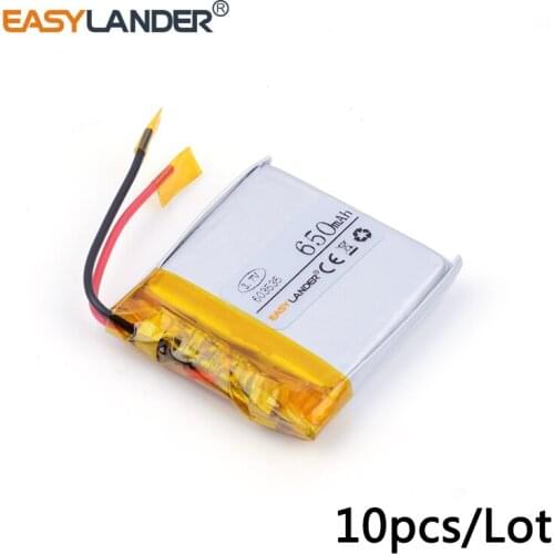10pcs /Lot 650mAh 603535 3.7v lithium Li ion polymer rechargeable battery For Mp3 Mp4 Mp5 DIY PAD DVD E-book bluetooth headset