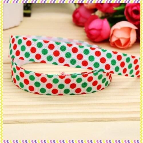 5/8'' Free shipping Fold Elastic FOE christmas dots printed headband headwear hairband diy decoration wholesale OEM P4842