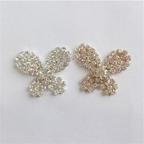 50pcs Butterfly Strass Jewelry Rhinestone Applique Wedding Dress Belt Shoes Bag Hairpin Headwear Decor Embellishment Invitation