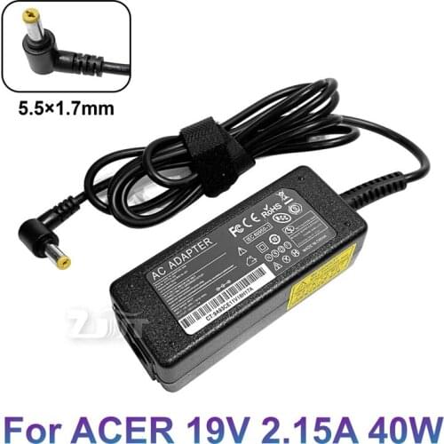 19V 2.15A 40W 5.5x1.7mm AC Laptop Power Adapter Charger For ACER Aspire One D255 533 D257 D260 W500P W501 W501P Supply