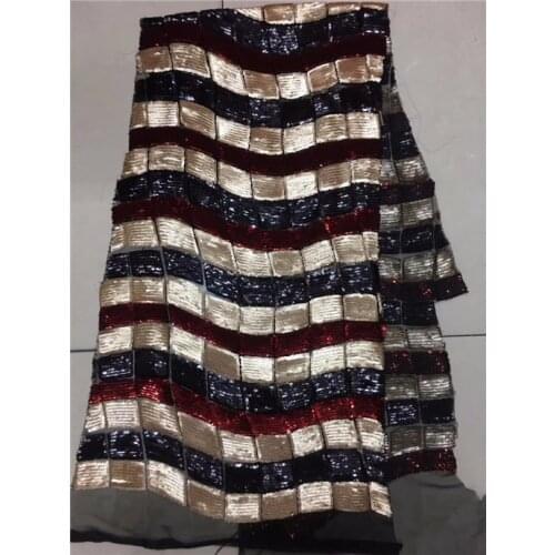 African Lace Fabric 2017 French Sequins Net Lace Noble Gold Sequins Fabrics High Quality African Black Tulle Sequins Lace Fabric