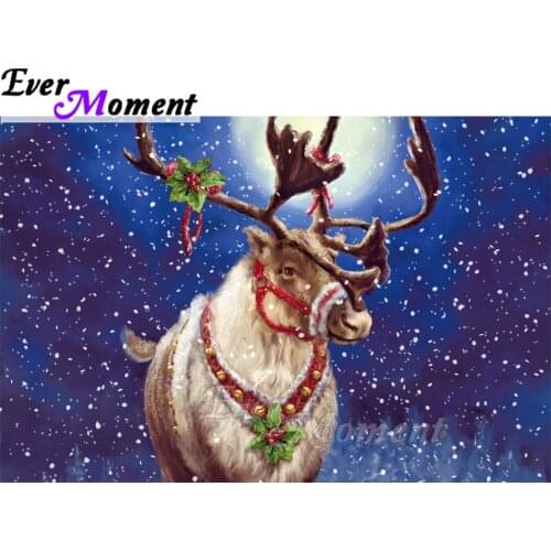 Ever Moment Diamond Painting Handmade Elk Christmas Full Square Drill Mosaic Picture Of Rhinestone Diamond Embroidery ASF1566