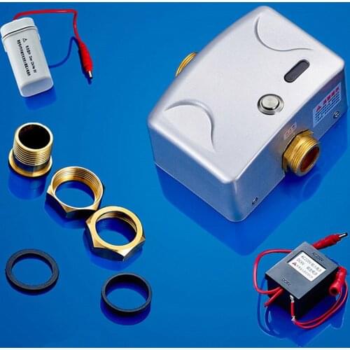 Automatic induction stool flusher,wall mounted AC220V/DC6V toilet Squat Pan sensor flush valve with manual button,J18109