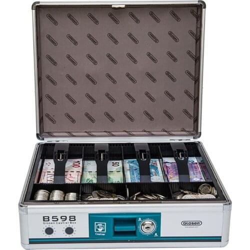 B598 Aluminum Portable Cash Box with Lock Large Size safe strongbox B598