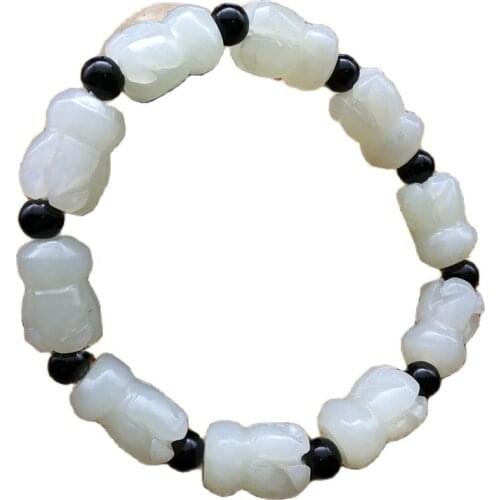 Natural jade and Tian Yuqing white jade hand bracelet for men and women