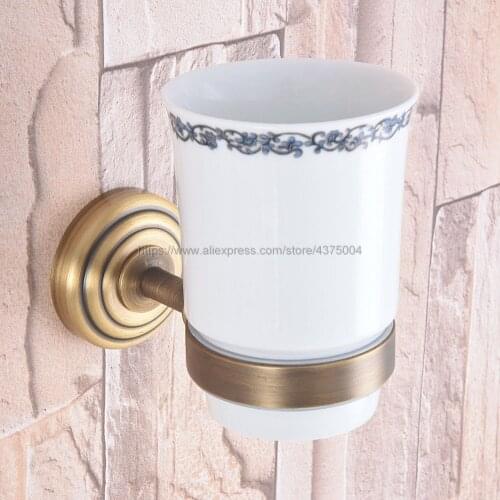 Bathroom Cup Holder Antique Brass Ceramic Single Cup Holder Bathroom Ceramic Cup Rack Holder Bathroom Accessories Nba744
