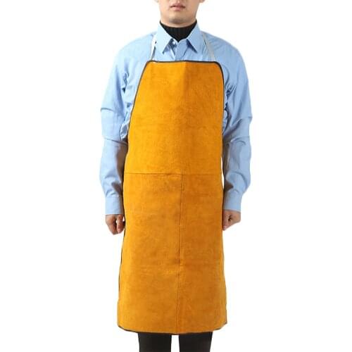 Sleeveless Unisex Brown Leather Welder Blacksmith Apron Heavy Duty Flame Retardant Welding Safety Workwear Protective Clothing