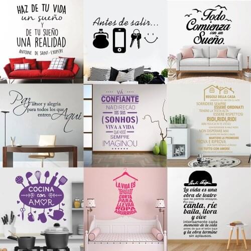 Spanish Quotes Phrase Home Decor Wall Decals Wallpaper waterproof Vinyl Stickers For Office Living Room Mural Decoration HY9999