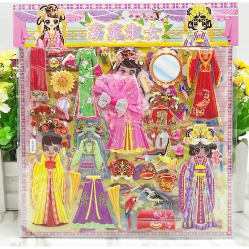 Exquisite costume childrens dress-up sticker double-layer three-dimensional bubble cotton material with lace bowknot girl paste