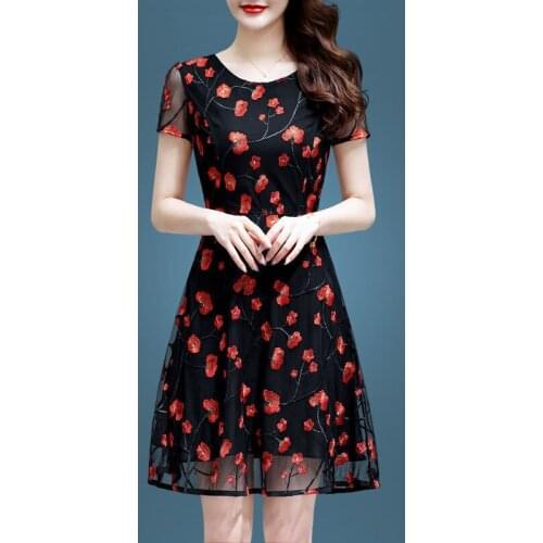 Summer Women Dress Elegant Floral Retro Vintage Vestidos Valentines Day Chiffon Party Dress Embroidery Plus Size S~4XL 8760