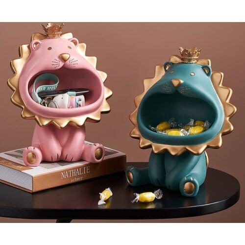 Lion Storage Tank Resin Model Animal Storage Debris Living Room Bedroom Decor Gift Organizer Box Desktop Storage Decoration