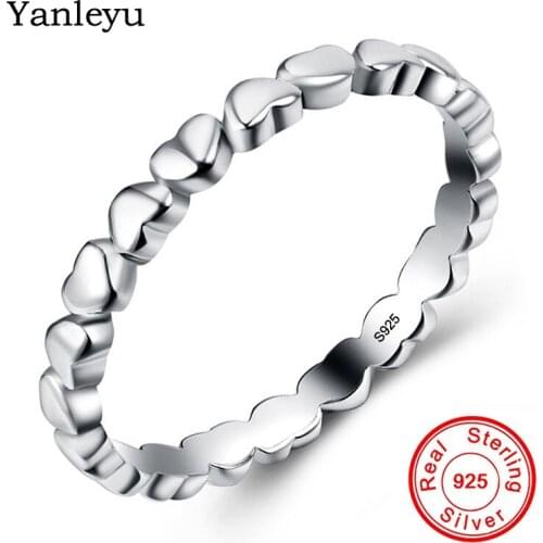Hot Selling ! Yanleyu 100% Real 925 Sterling Silver Forever Love Heart Finger Ring Original Jewelry Valentines Day Gift PR380