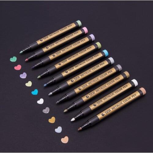 10pcs/lot Metallic Mark Pen for Wedding Bridal Shower Birthday Party Diy Decorations Supplies Gold Silver