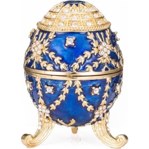 FLETCHER Brand Metal Exqusite Bule Faberage Egg for Vintage Jewelry Box