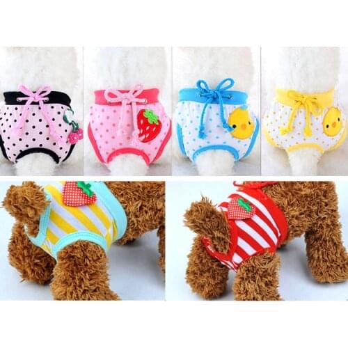 Lovely Pink Pet Dogs Physiological Pants Polka Dot Strawberry Print Small Pet Puppy Dog Cat Clothes Dog Panties Sanitary Pants