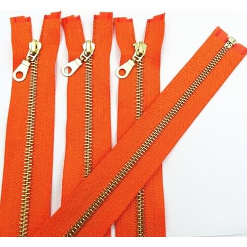 1 Pcs 5# Brass Metal Open-End Zipper 30-60Cm(12-24 Inches) 20 Colors Sewing Zipper