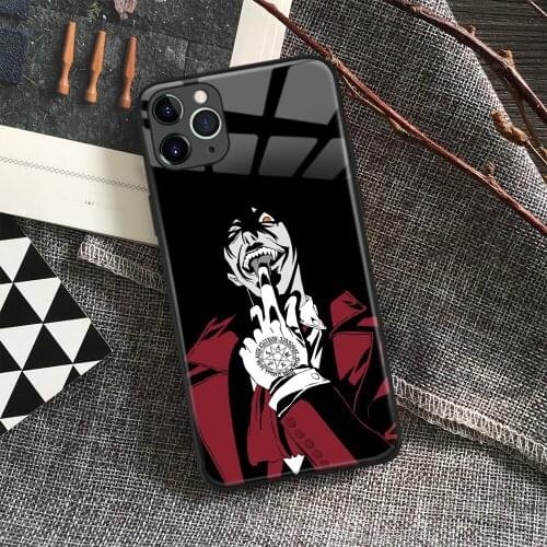 Alucard Hellsing Anime Soft Silicone Glass Phone Case for IPhone SE 6s 7 8 Plus X Xr Xs 11 12 Mini Pro Max Samsung Redmi
