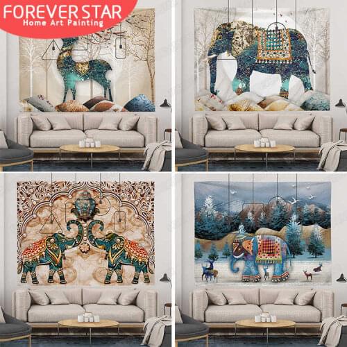 Totem Tapestry Wall Hanging Bohemian Blanket Wall Decoration Ethnic Art Carpet Elephant Deer Tapestry Curtain Background Cloth