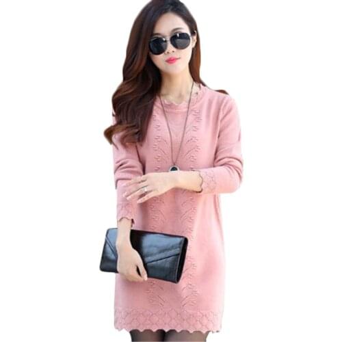 2021 New Autumn Winter Pullovers Knitwear Female Long Knitted Sweater Women Sweaters