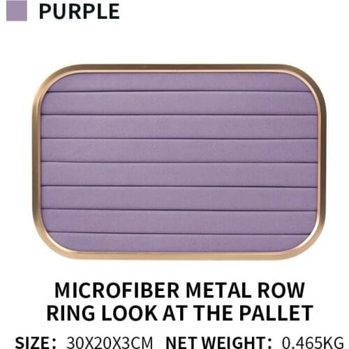 New Purple Gold Edge Metal Microfiber Jewelry Display Trays For Femal Ring Earring Pendent Jewellery Organizers Showcase Plates