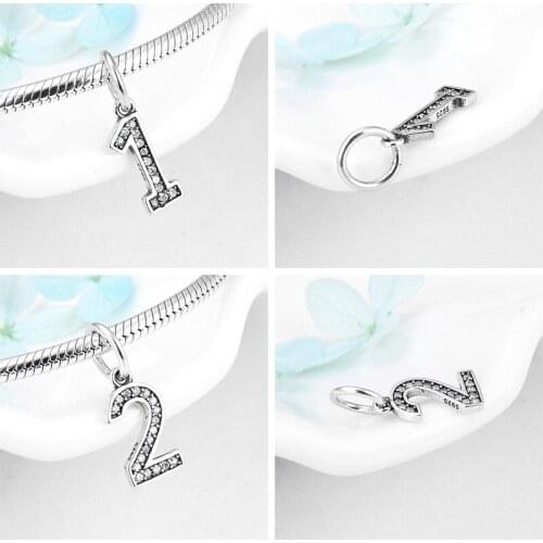 NEW 925 Sterling Silver Digital 1-10 Number Bead Charms for Jewelry Making Fit DIY Bracelets Necklace Europen DIY Bracelets