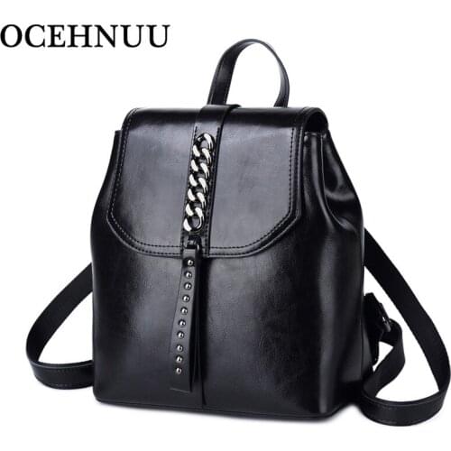 OCEHNUU New Lady Bags Real Leather Backpack Women Travel High Quality Backpacks School Bag Rucksack Bagpack Ladies Plecak Damski