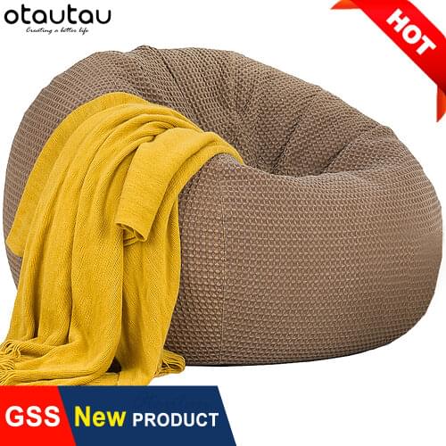 100% Cotton Waffle Sofa Lump Pouf Cover Empty Big Beanbag Chair Case Bean Bag Puff Futon Corner Seat Couch Futon Tatami Recliner