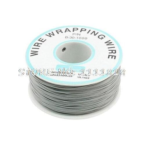 P/N B-30-1000 Insulated PVC Coated 30AWG Wire Wrapping Wires Reel 656Ft Gray