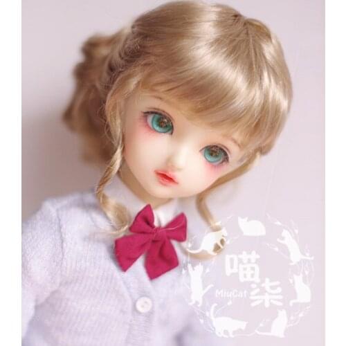 New 1/3 8-9' 1/4 7-8' 1/6 6-7' 1/8 5-6' SD BJD Doll Wig Imitation mohair Milk tea brown Curly hair