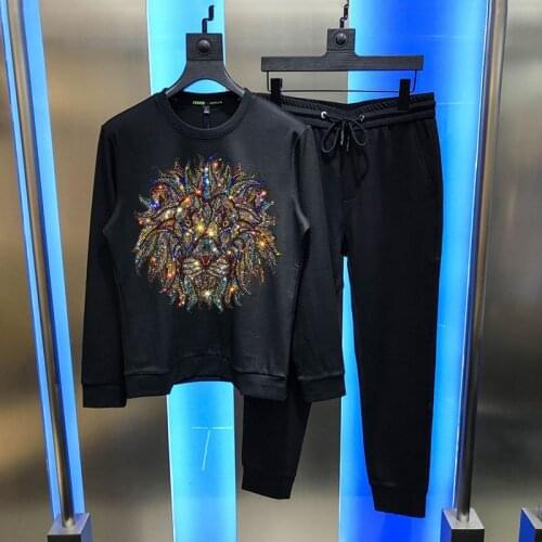 Popular Harajuku Winter New Mens Sets Tracksuits, Cotton Fleece Sweatshirts, Hoodies + Sweatpants, Warm Jogging Sportswear