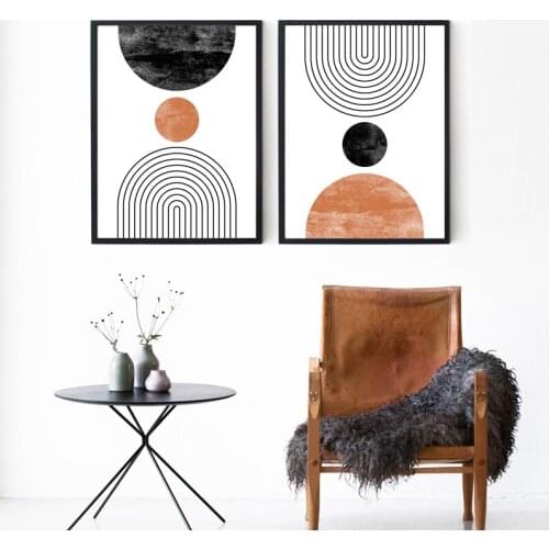 Mid Century Modern Wall Art Pictures Neutral Abstract Geometric Minimal Posters and Prints Canvas Painting Gallery Wall Decor