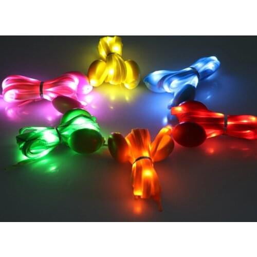 1Pair No Tie Lazy LED Sport Shoe Laces Luminous Shoelaces Glow Shoe Strings Round Flash Light Shoelaces Batteries Not Included
