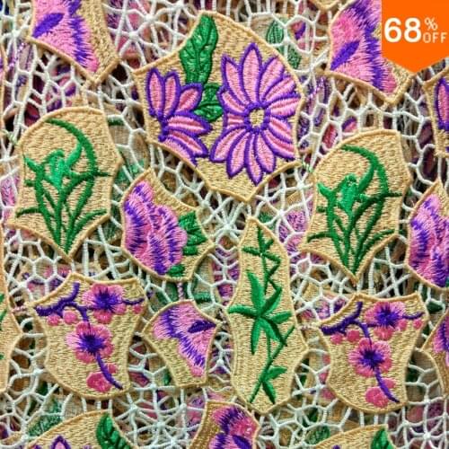Spider web curtains sheet fabric colorful cartoon island embroid lace Green grass embroidery Rain Forest fabric textile fabrics