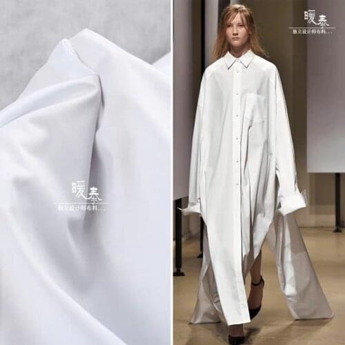 Thin Fiber Cotton Fabric White DIY Patchwork Shirt Skirt Coat Dress Designer Fabric 50x150cm