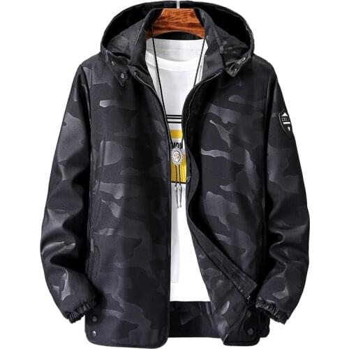 Outdoor Jacket Black Large Size 9XL 10XL Mens Coats Hooded Removed Autumn Camo Blue Hoodies outerwear Casual loose thin