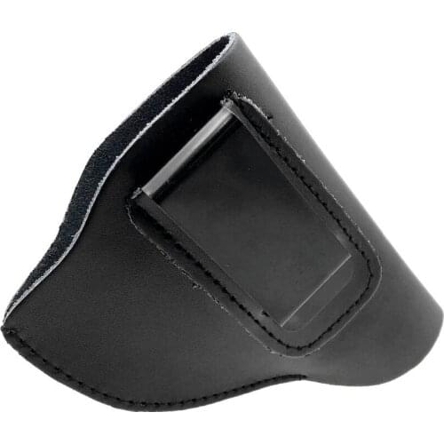 Universal Hidden Tactical Genuine Cowhide Leather Black Revolver Holster With Metal Clip Hand Gun Pistol Carrier