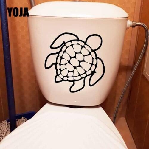 YOJA 23.6X23.4CM WC Toilet Sticker Interesting Cartoon Turtles Kids Room Decor Wall Decal T5-0329