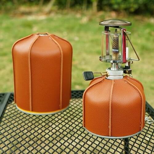 Gas Tank PU Leather Case 230/450g Outdoor Camping Gas Canister Protective Cover Bag Fuel Cylinder Storage Bag Outdoor Tool