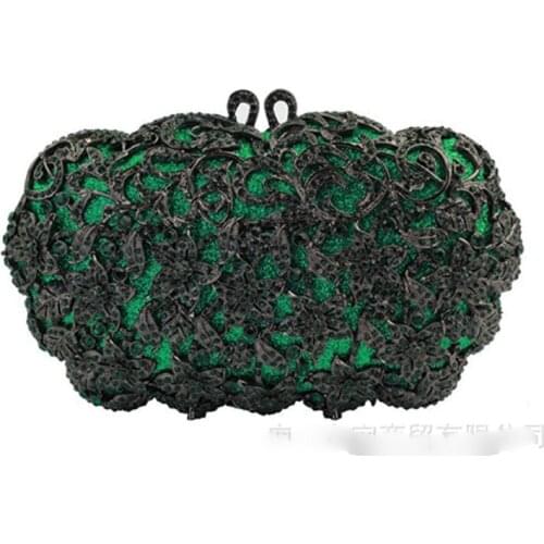 Hollow Out Women Wedding Party Gold/silver/green Crystal diamond Evening Bags Hard Case Metal Clutches bags Minaudiere Handbag