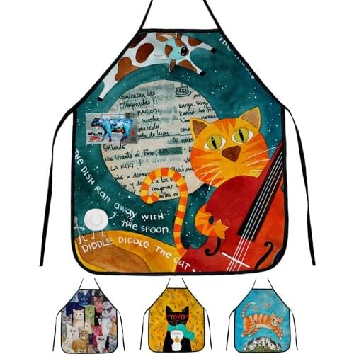 Cartoon Aprons for Women Cute Cooking Apron Kitchen Chef Waiter Cafe Shop BBQ Bibs Apron Baking Accessories Can be Customized