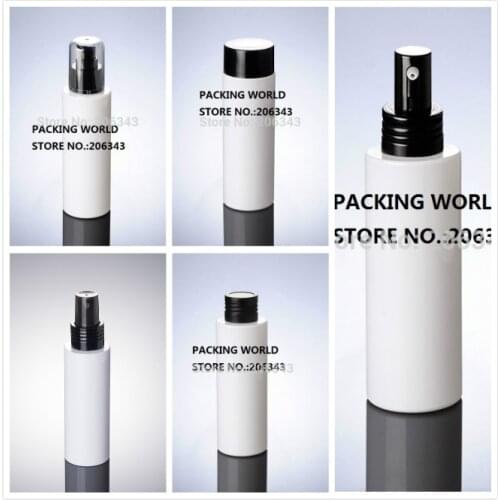 100ml WHITE PET BOTTLE black pump/lid for serum/lotion/shampoo/emulsion/mist sprayer/foundation cosmetic packing plastic bottle