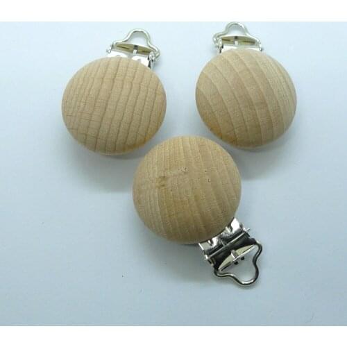 25PCS Non-Hole Organic unfinish Beech Wood Baby Pacifier Dummy Holder Clips