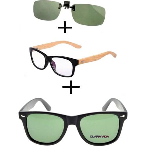 3Pcs!!! Comfortable Wood Squared Reading Glasses for Men Women + Sunglasses Squared Ultralight Beach + Sunglasses Clip