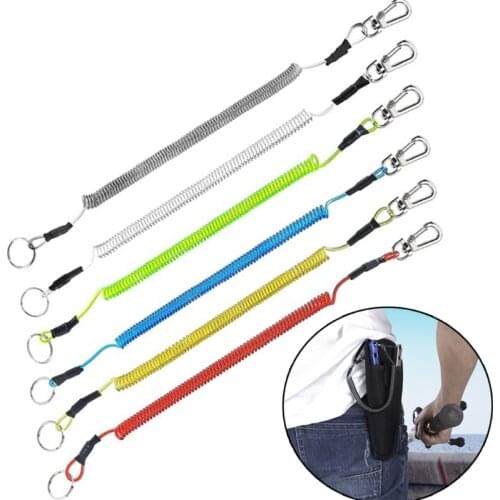 6pcs Fishing Coiled Lanyard Heavy Duty Safety Boating Rope Retractable Wire Rope