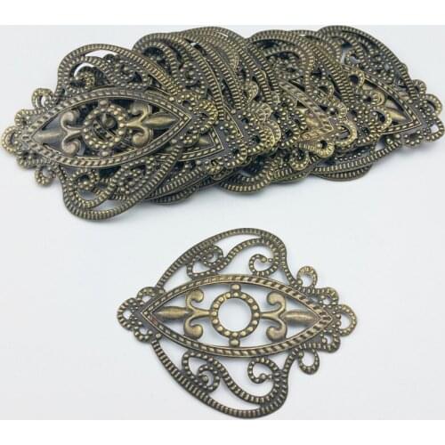 65mm 20pcs Wholesale Filigree crafts Hollow Embellishments Findings,Jewelry Accessories,Bronze Tone ornaments