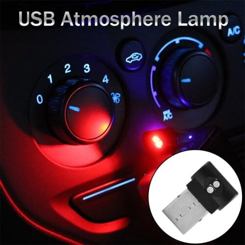 7 Colors Change Mini USB Car Light Button Control LED Modeling Light Car Ambient Light Interior Light Car Interior USB Interface